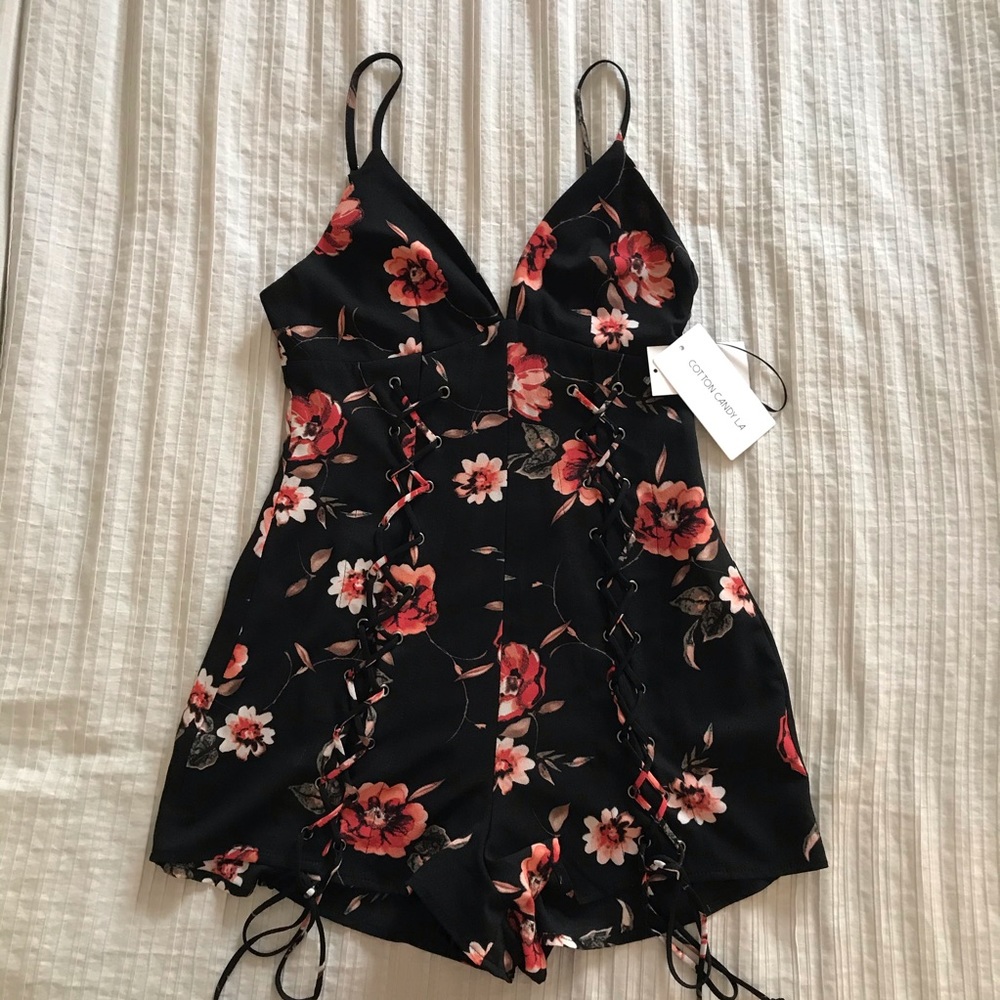 Cotton Candy LA romper with ties.